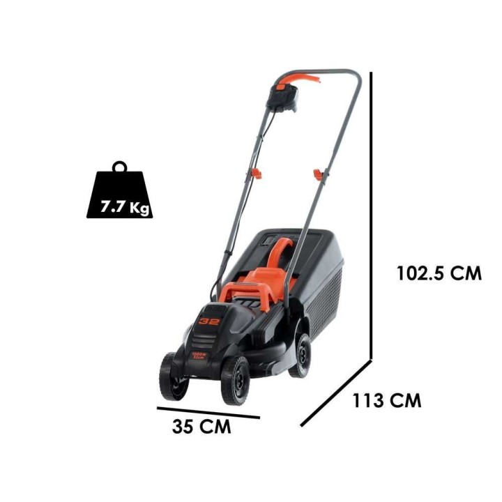 Black & Decker BEMW351-QS sähköruohonleikkuri, 1 000 W, 32 cm