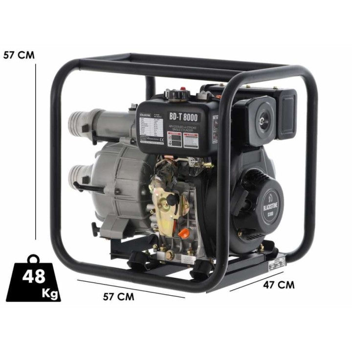 BlackStone BD-T 8000 dieselkäyttöinen likavesipumppu, 6 HP, 80 mm liitännät