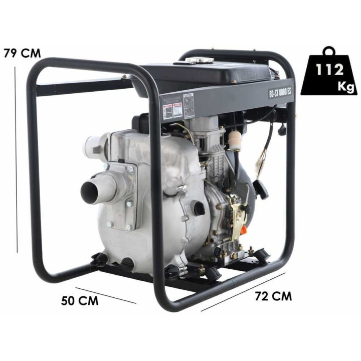 BlackStone BD-ST 8000ES dieselkäyttöinen likavesipumppu, 9,5 HP, 80 mm