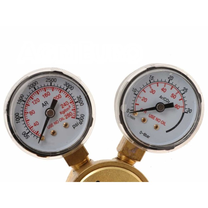 Awelco kaasunpaineensäädin hitsauskoneille, 2 painemittaria, CO₂/argon