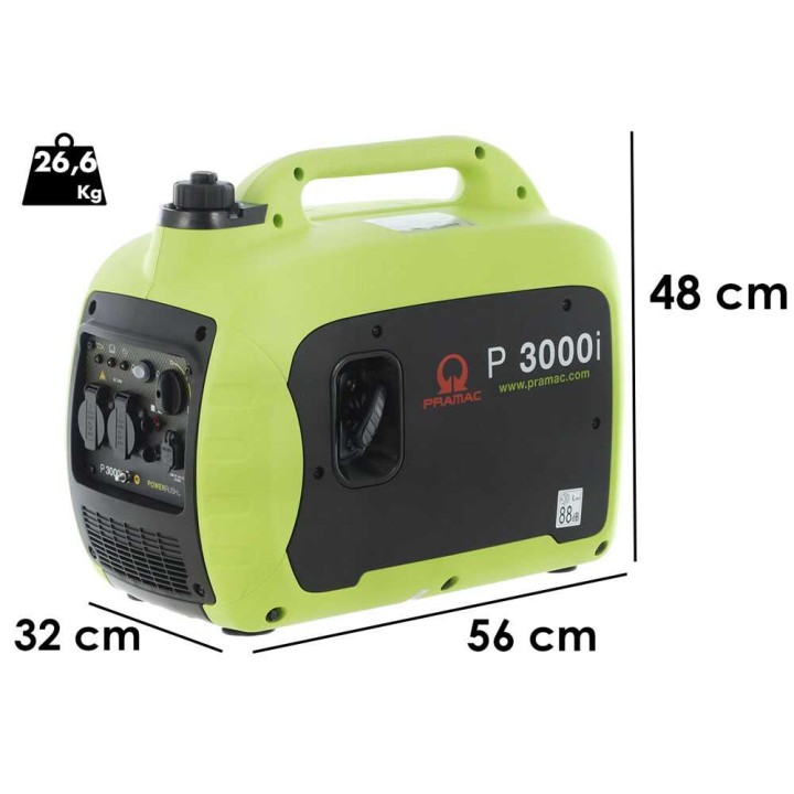 Pramac P3000I invertterigeneraattori, 2,6 kW, 230 V, bensiinikäyttöinen
