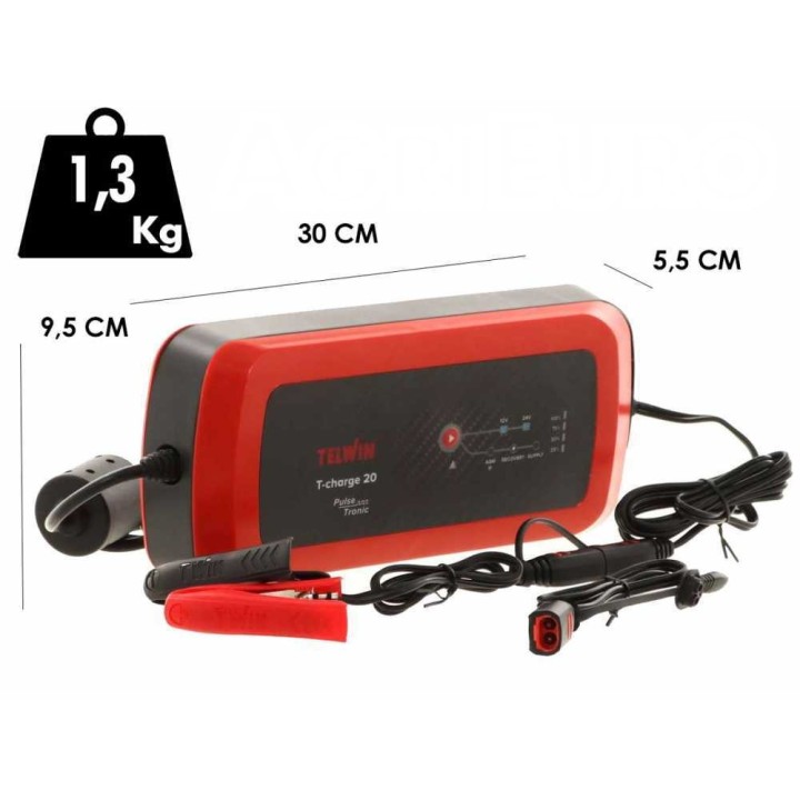Telwin T-Charge 20 akkulaturi ja ylläpitolaturi, 12–24 V, 110 W