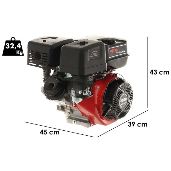 GeoTech-Pro 420 cc bensiinimoottori, vaakasuora akseli, 12 HP, sähkökäynnistys