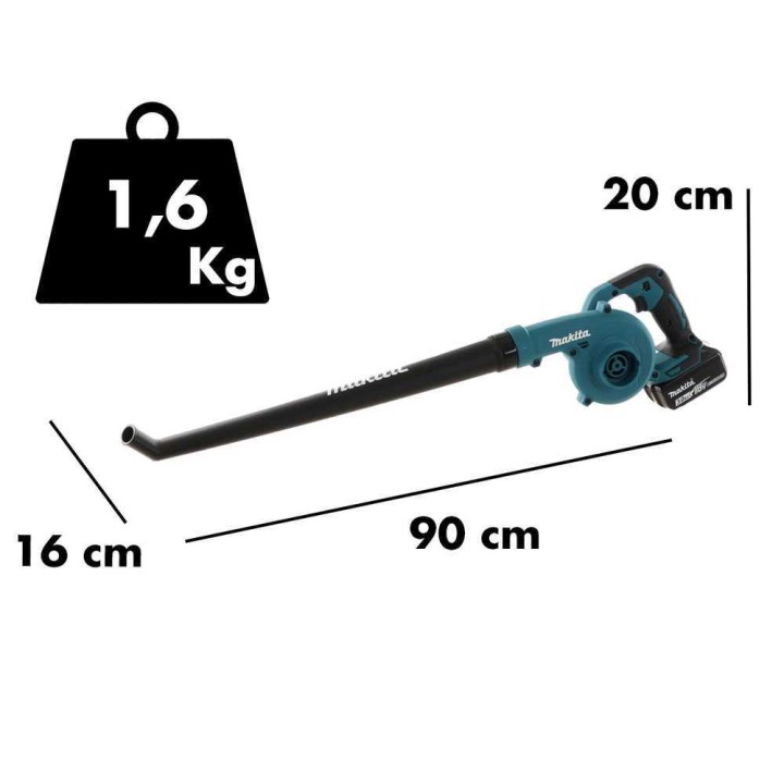 Makita Dub186Z -akkupuhallin, 18 V, 3 Ah, akku ja laturi
