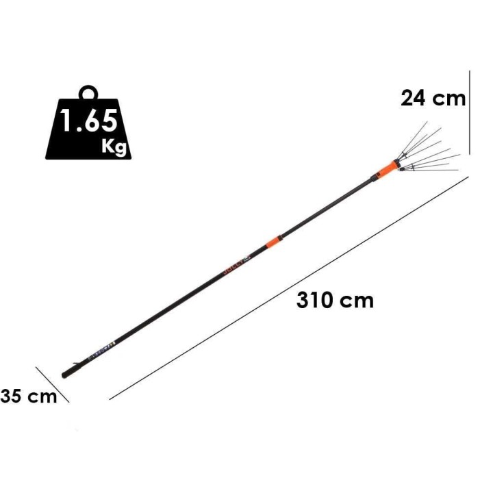 Jolly V12 BASE oliivinkorjuukampa, 12 V, teleskooppivarsi 170–310 cm