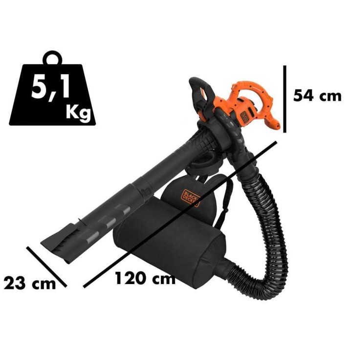 Black & Decker BEBLV290 sähköinen 3-in-1-lehtipuhallin ja -imuri, 2 900 W