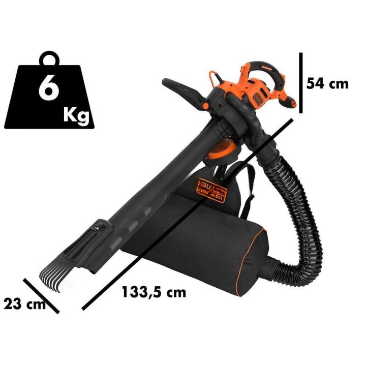 Black & Decker BEBLV301-QS 3-in-1-lehtipuhallin, imuri ja silppuri, 3 000 W