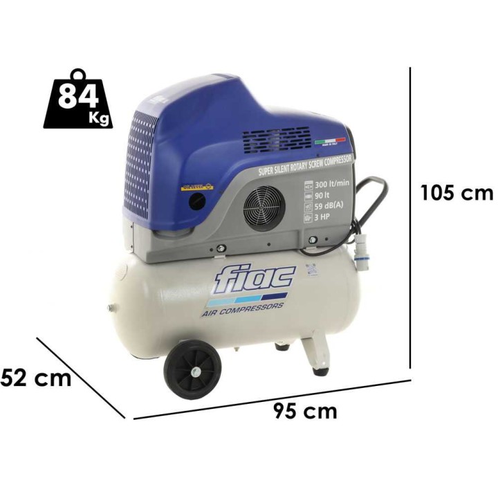 FIAC New Silver 3/90 ruuvikompressori, 3 HP, 90 l, 9 bar, 230 V