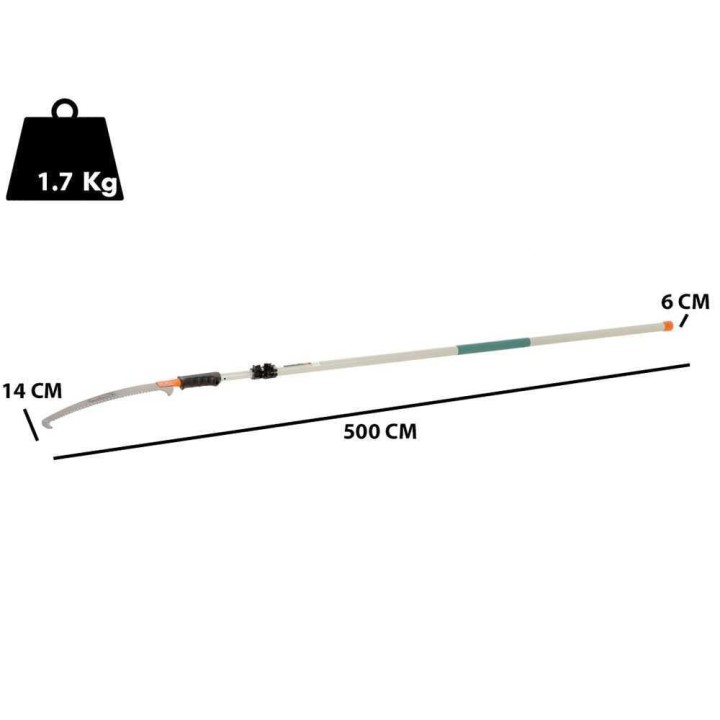 GeoTech STP-500A teleskooppinen oksasaha, 45 cm:n terä, 230–500 cm