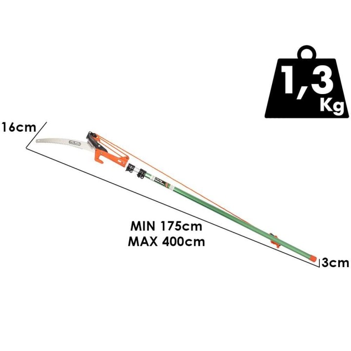 GeoTech SV 375 oksasakset teleskooppivarrella, 150–375 cm, sahaterä