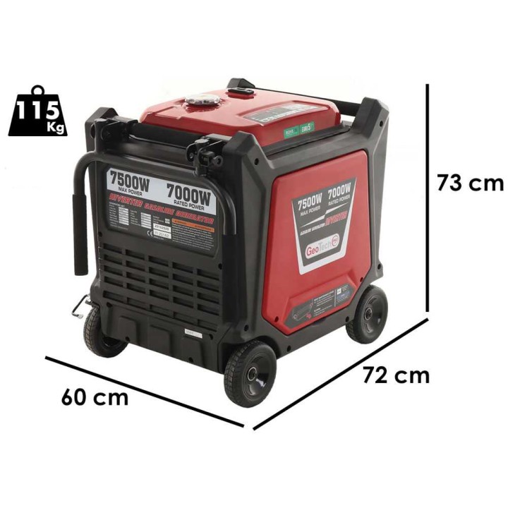 GeoTech Pro PTGA 9000 bensiinigeneraattori, 7,5 kW, 230 V, invertteri ja ATS