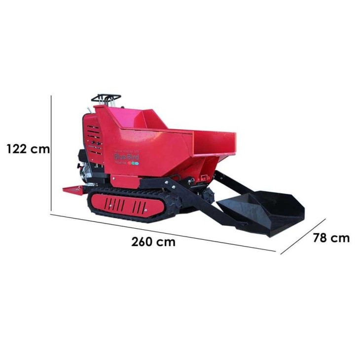 Blue Bird Trasporter 500DL telaketjudumper, 500 kg, 9 HP, hydraulinen lava