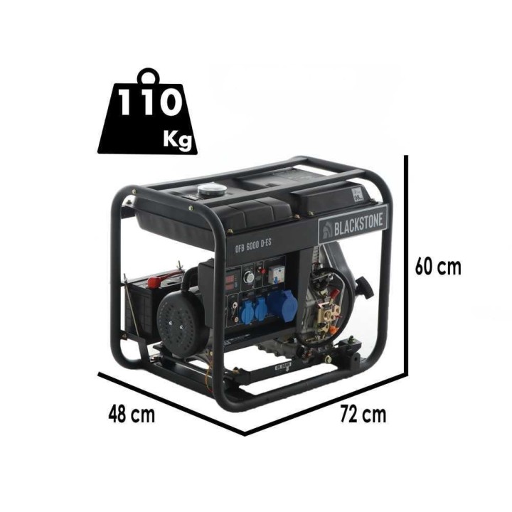 BlackStone OFB 6000 D-ES dieselgeneraattori, 5 kW, 5,3 kW, 230 V, ATS