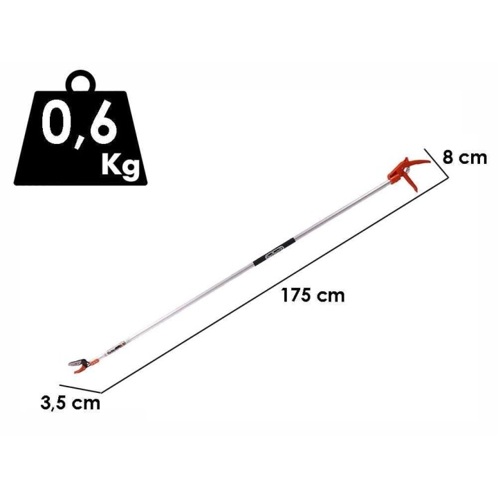 GeoTech FP 180 oksasakset kiinteällä varrella, 174 cm, 15 mm, leikkaa ja pitää