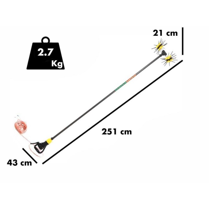 ASTERAS MAX CARBON -oliivinkorjuukampa, 400 W, 250 cm hiilikuituvarsi