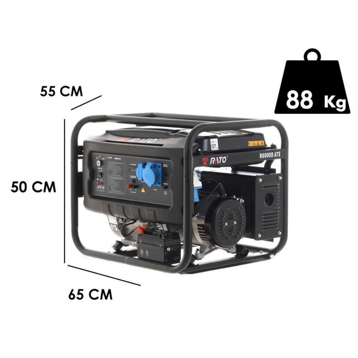Rato R6000D-ATS bensiinigeneraattori, AVR, 6 kW, 5,5 kW jatkuva, 230 V