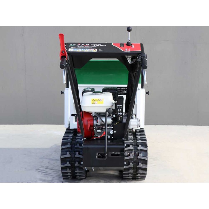 Seven Italy T500H telaketjukuljetin, Honda GX200, 500 kg, hydraulisesti kipattava lava