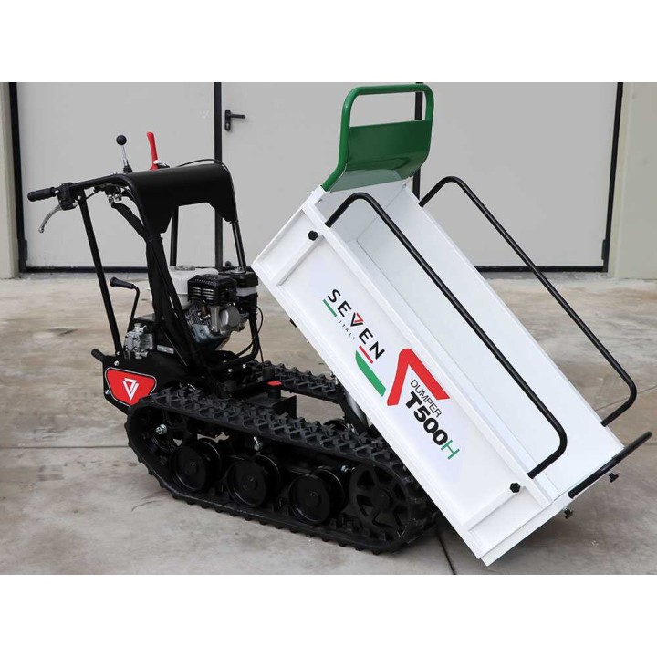 Seven Italy T500H GX telaketjukärry, 500 kg, Honda GX200, hydraulinen lava