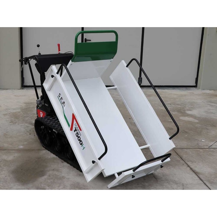 Seven Italy T500H GX telaketjukärry, 500 kg, Honda GX200, hydraulinen lava