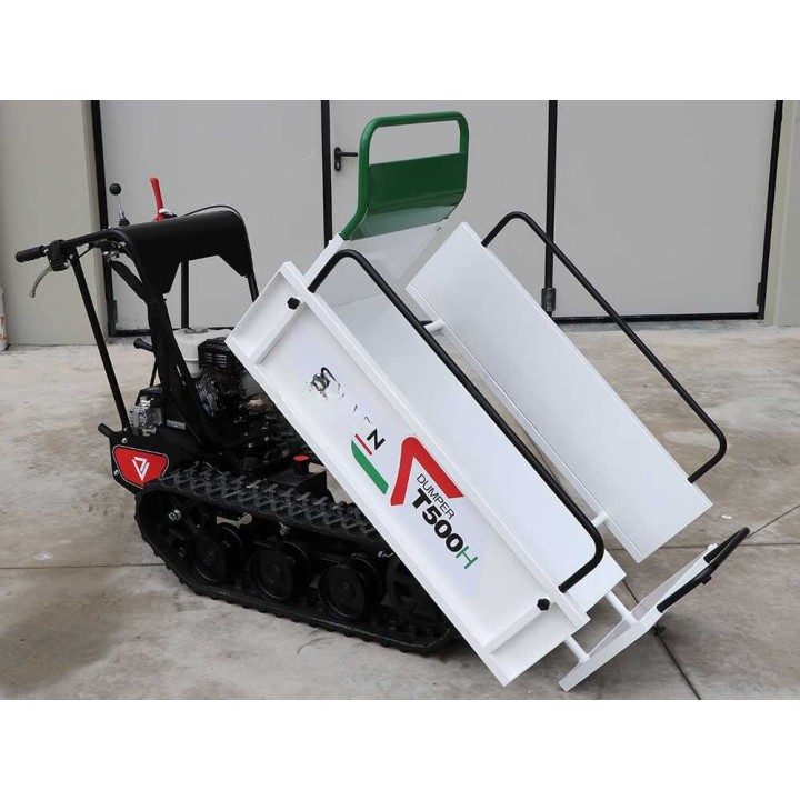 Seven Italy T500H GX telaketjukärry, 500 kg, Honda GX200, hydraulinen lava