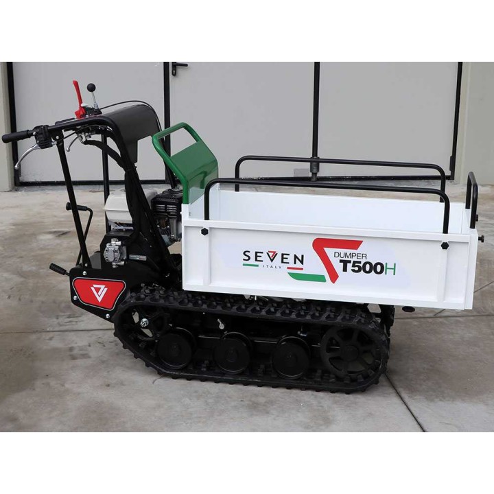 Seven Italy T500H GX telaketjukärry, 500 kg, Honda GX200, hydraulinen lava