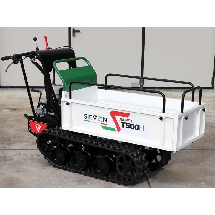 Seven Italy T500H GX telaketjukärry, 500 kg, Honda GX200, hydraulinen lava