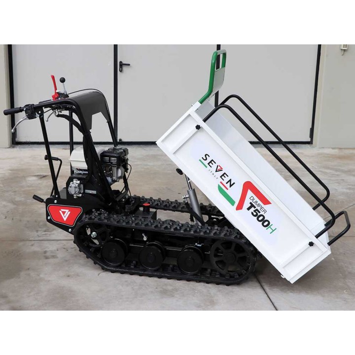 Seven Italy T500H GX telaketjukärry, 500 kg, Honda GX200, hydraulinen lava