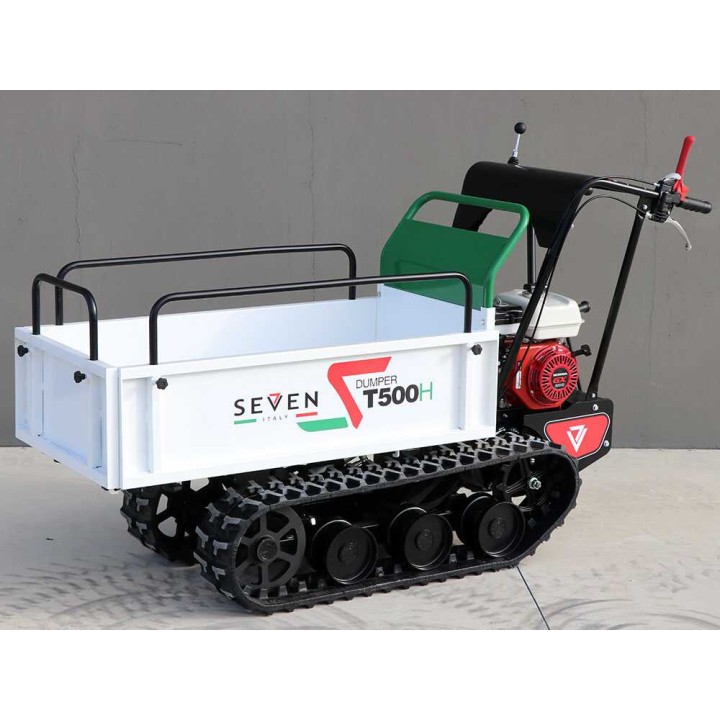 Seven Italy T500H GX telaketjukärry, 500 kg, Honda GX200, hydraulinen lava