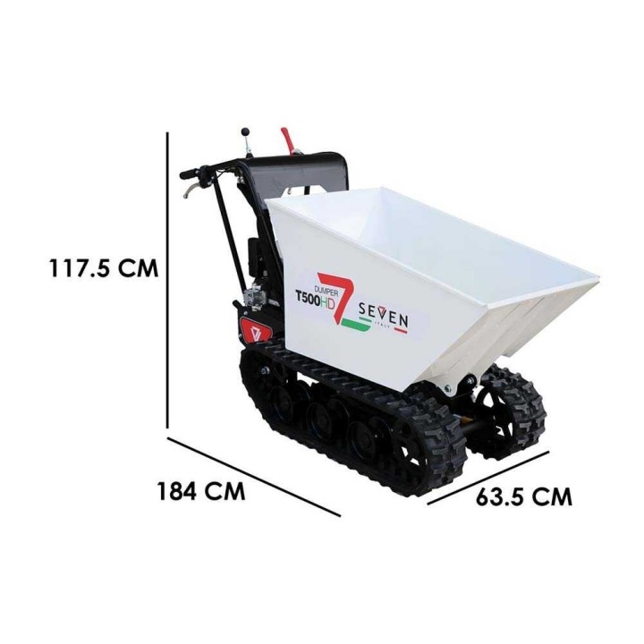 Seven Italy T500HD GX200 -tela-alustainen minidumppperi, hydraulinen kippilava, 500 kg