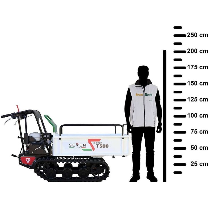 Seven Italy T500 GX-E telaketjukuljetin, 500 kg, Honda GX200, laajennettava lava