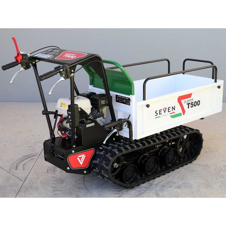 Seven Italy T500 GX-E telaketjukuljetin, 500 kg, Honda GX200, laajennettava lava