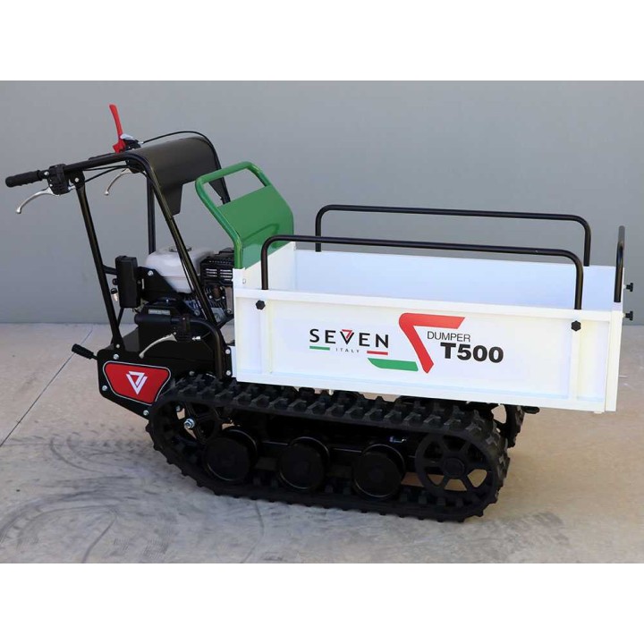 Seven Italy T500 GX-E telaketjukuljetin, 500 kg, Honda GX200, laajennettava lava