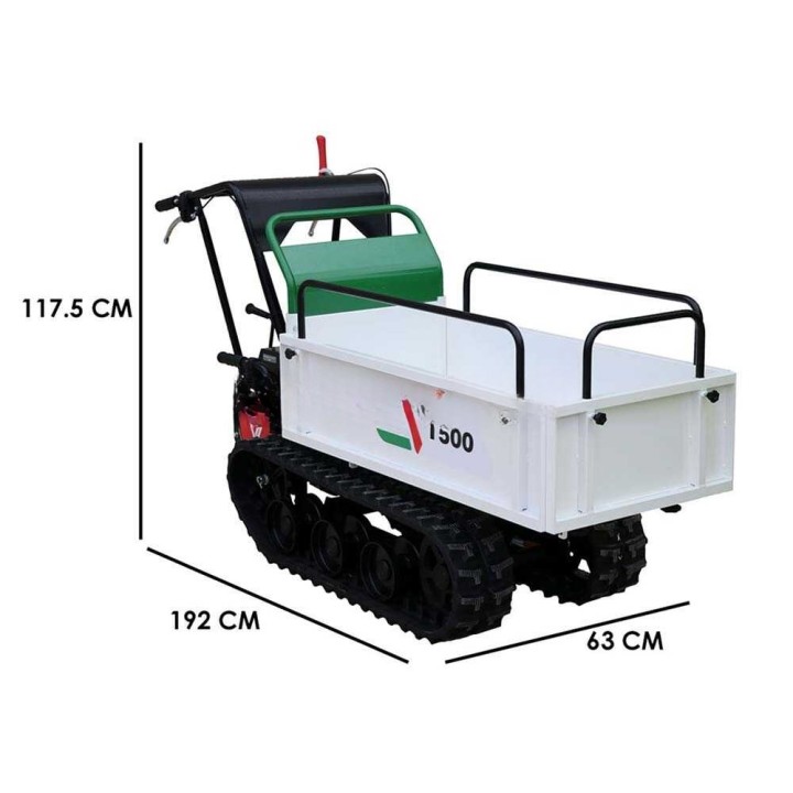 Seven Italy T500 GX -telaketjukuljetin, Honda GX200, 500 kg, laajennettava lava