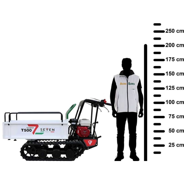 Seven Italy T500 GX -telaketjukuljetin, Honda GX200, 500 kg, laajennettava lava