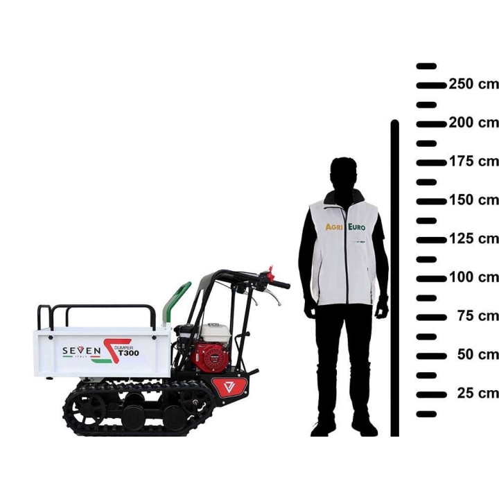 Seven Italy T300 GX-E telaketjukärry, 300 kg, Honda GX160, laajennettava lava
