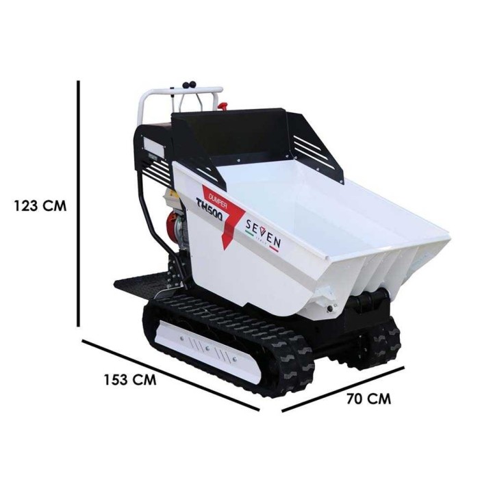 Seven Italy TH500 GX200 telaketjukuljetuskärry, dumper-lava, 500 kg, hydrostaattinen vaihteisto