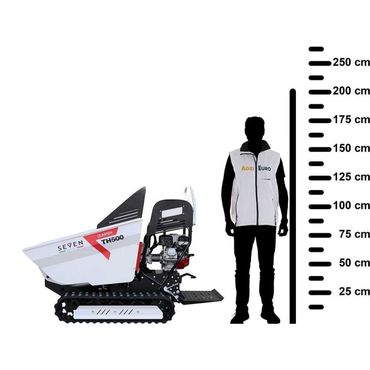 Seven Italy TH500 GX200 telaketjukuljetuskärry, dumper-lava, 500 kg, hydrostaattinen vaihteisto