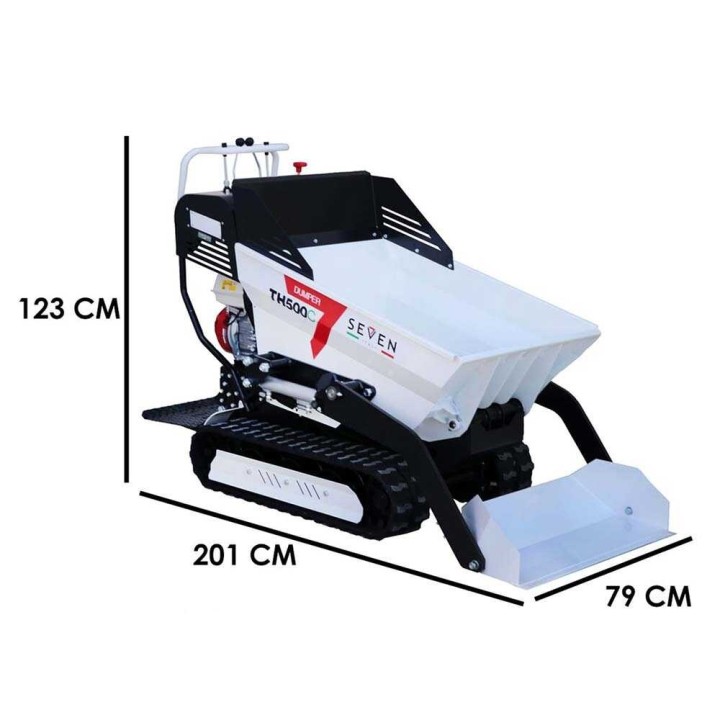 Seven Italy TH500C telaketjukuljetin Honda GX200, 500 kg, hydraulinen dumper-lava