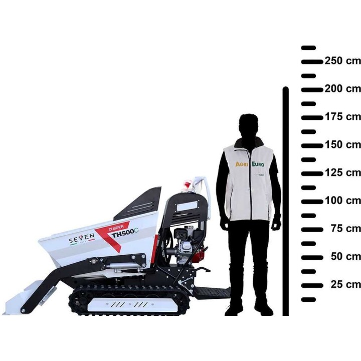 Seven Italy TH500C telaketjukuljetin Honda GX200, 500 kg, hydraulinen dumper-lava