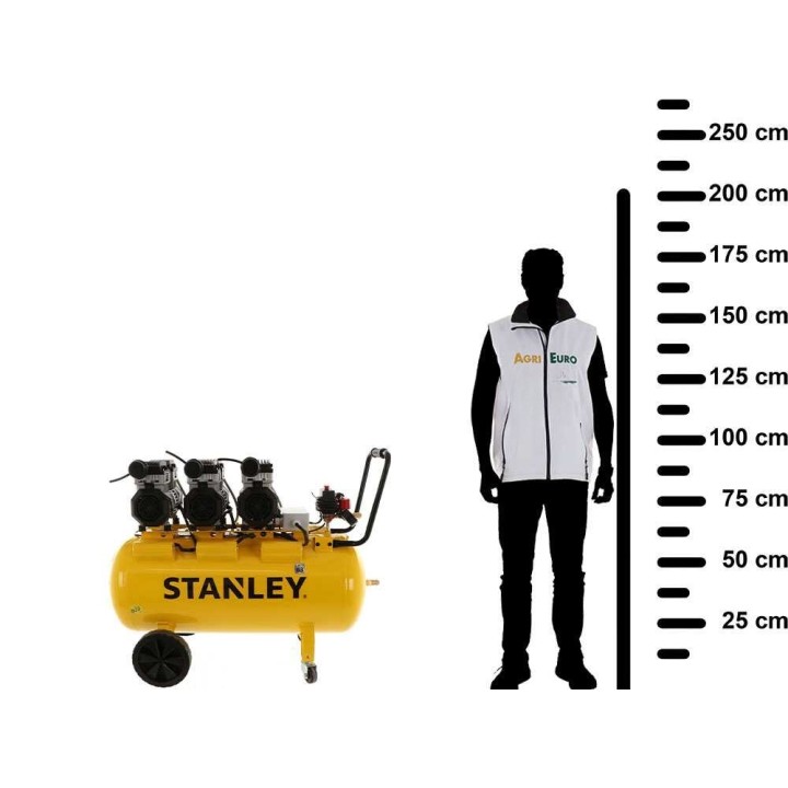 Stanley DST 370/8/100-3 kompressori, 100 l, 3 HP, 230 V, öljytön ja hiljennetty