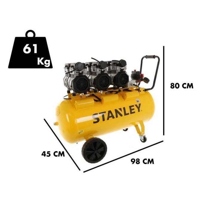 Stanley DST 370/8/100-3 kompressori, 100 l, 3 HP, 230 V, öljytön ja hiljennetty