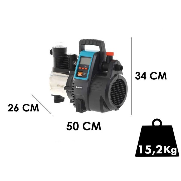 Gardena 6000/6E LCD Inox automaattipumppu, 1 300 W, 6 000 l/h, 55 m