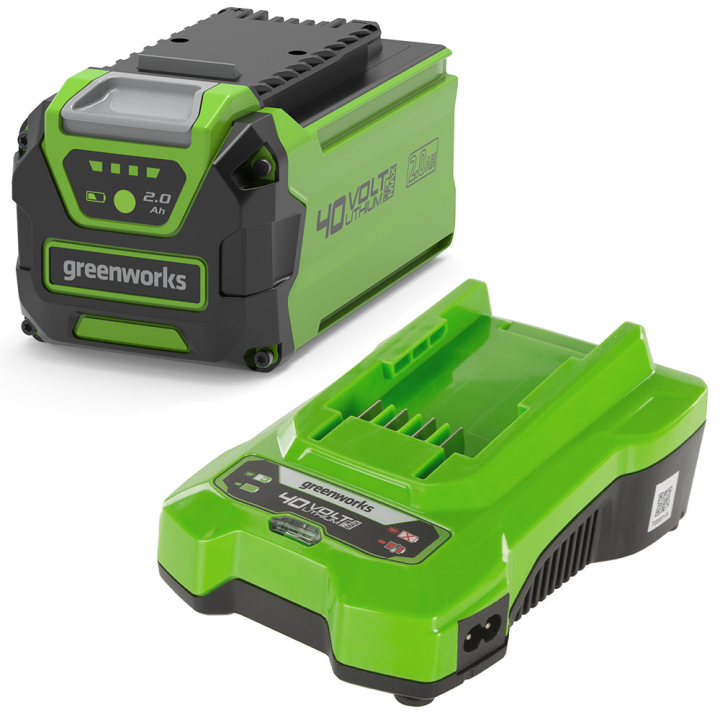 Greenworks 40 V 2 Ah akku ja laturisarja
