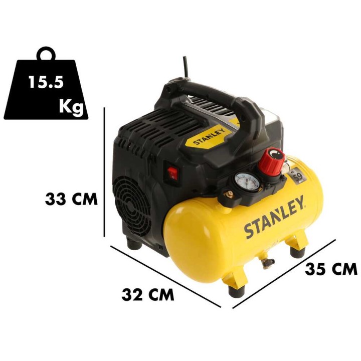 Stanley DST 100/8/6 öljytön sähkökompressori, 1 HP, 6 l, 8 bar