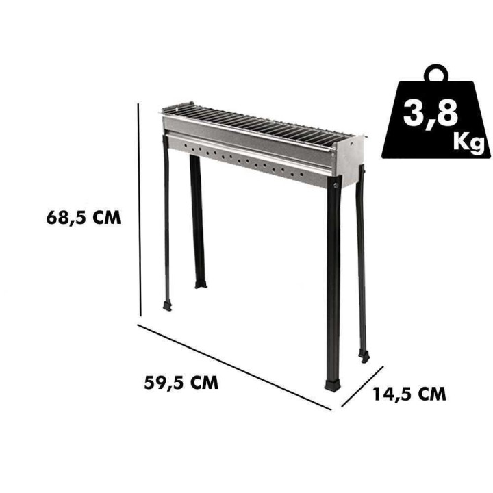 Seven Italy BBQ-60 INOX hiiligrilli arrosticineille, 60 × 15 cm, ruostumaton teräs