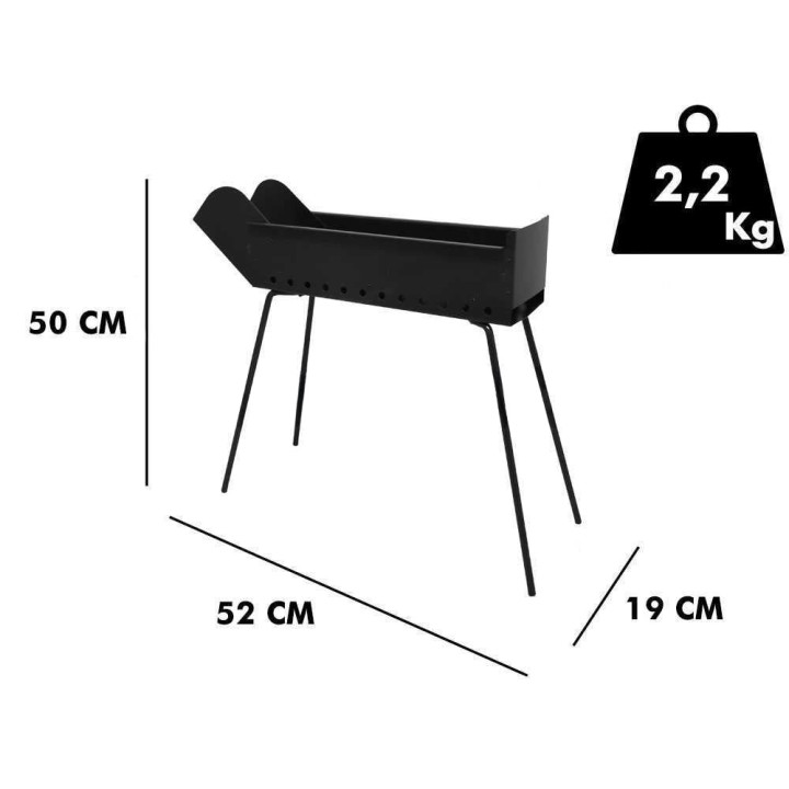 Mille BBQ-40 Go hiiligrilli arrosticini-vartaille, 40 × 14 cm, 560 cm²