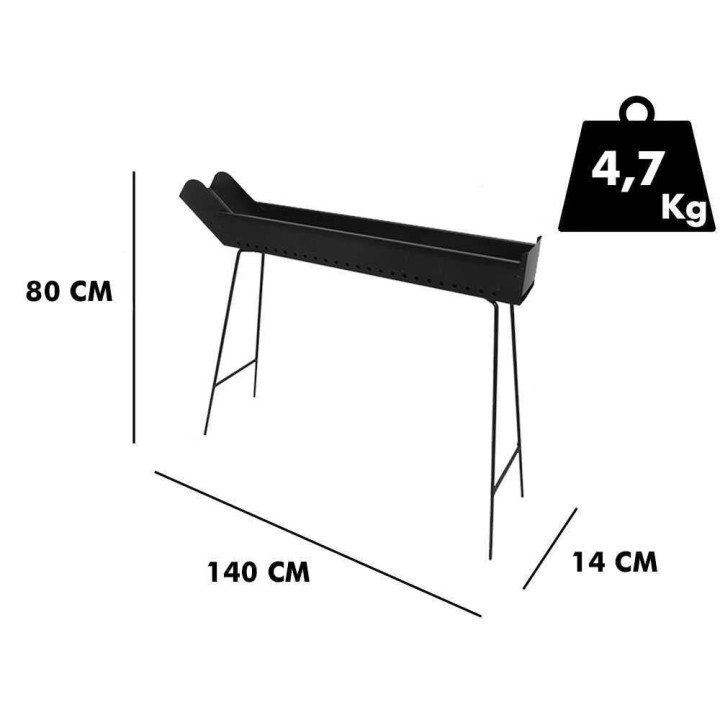Mille BBQ-100 Go hiiligrilli arrosticini-vartaille, 100 × 14 cm