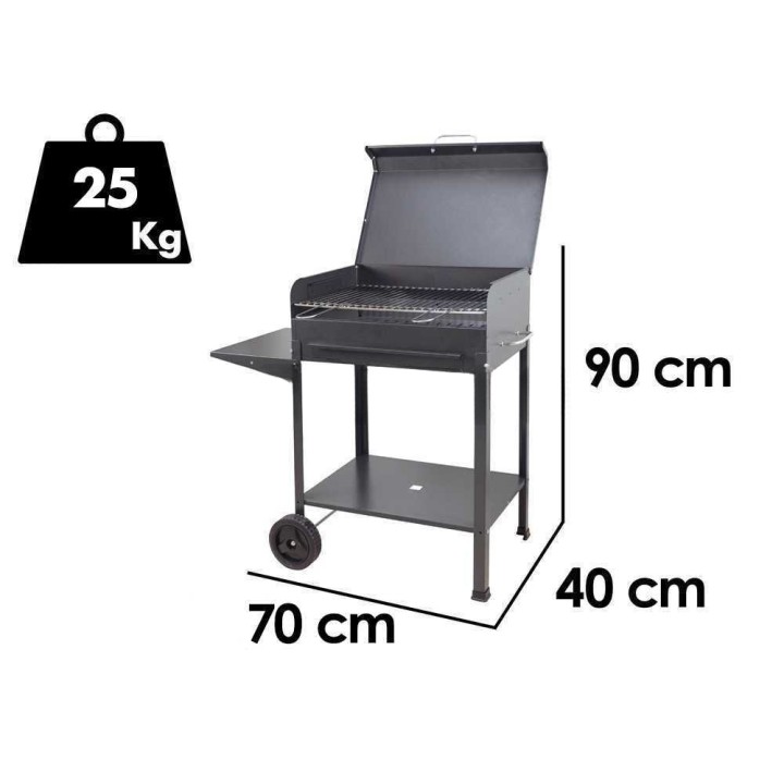 Mille Polifemo Large hiiligrilli, 67,5 × 37 cm, kromattu ritilä, kansi