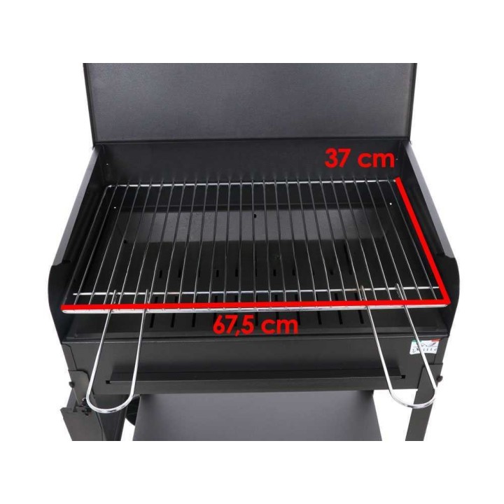 Mille Polifemo Large hiiligrilli, 67,5 × 37 cm, kromattu ritilä, kansi