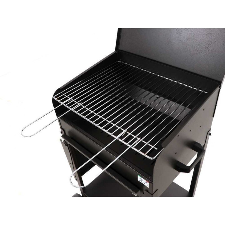 Polifemo Medium hiiligrilli, 57,5 × 37 cm, kromattu teräsritilä, kansi